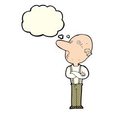 cartoon old man with folded arms thought bubble N4