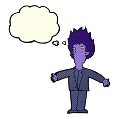 cartoon vampire with thought bubble N58
