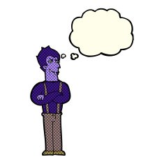 cartoon vampire with thought bubble N59
