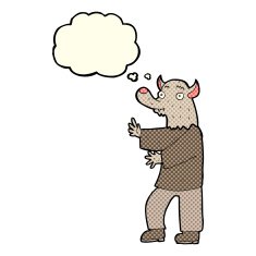 cartoon werewolf with thought bubble N10
