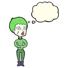 cartoon zombie girl with thought bubble N5
