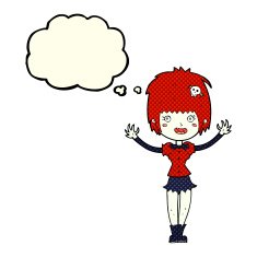 cartoon vampire girl with thought bubble N108