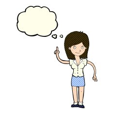 cartoon woman with idea thought bubble N119