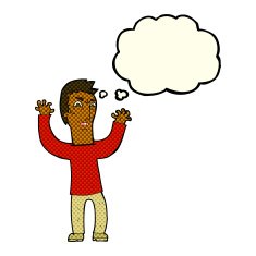 cartoon angry man with thought bubble N44