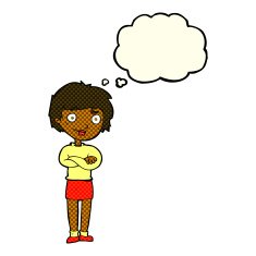 Cartoon Annoyed Woman With Thought Bubble N84