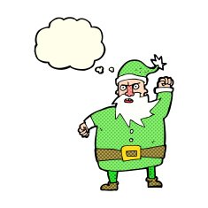 cartoon santa claus with thought bubble N89