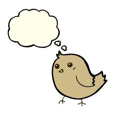 cartoon bird with thought bubble N124