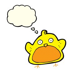 cartoon bird with thought bubble N125