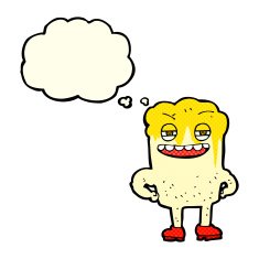 cartoon happy tooth with thought bubble N17