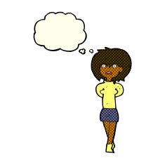 cartoon shocked woman with thought bubble N44
