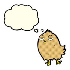 funny cartoon bird with thought bubble N63