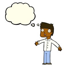 cartoon shocked man with thought bubble N51