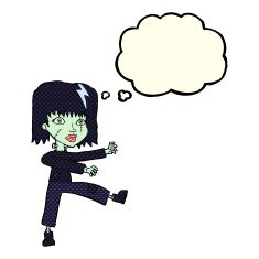 cartoon zombie girl with thought bubble N6