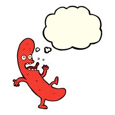 cartoon sausage with thought bubble N4