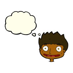 cartoon happy boy with thought bubble N107