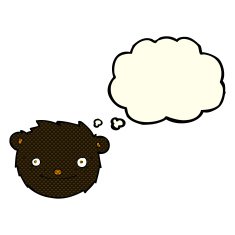cartoon black bear head with thought bubble N5