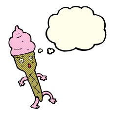 cartoon ice cream with thought bubble N4