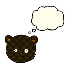 cartoon black bear head with thought bubble N6