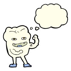cartoon strong healthy tooth with thought bubble N5