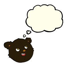cartoon black bear face with thought bubble N15