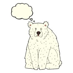 cartoon funny polar bear with thought bubble N6