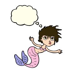 cartoon mermaid with thought bubble N33