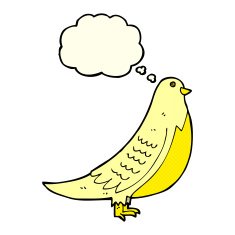 cartoon bird with thought bubble N126