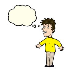 cartoon happy boy with thought bubble N108