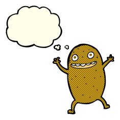 cartoon happy potato with thought bubble N5