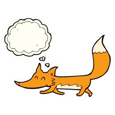cartoon little fox with thought bubble N17
