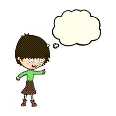 cartoon woman stressing out with thought bubble N9