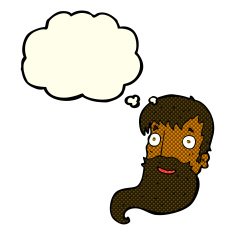 cartoon bearded man with thought bubble N19