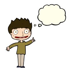 cartoon happy boy with thought bubble N109