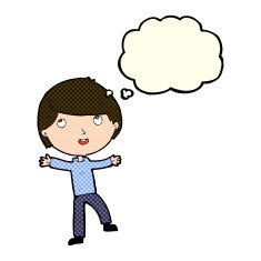 cartoon happy boy with thought bubble N110