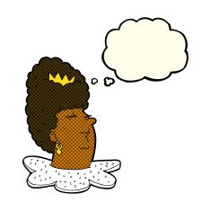 cartoon queen's head with thought bubble N6
