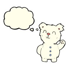 cartoon polar bear with thought bubble N31