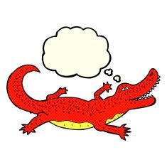 cartoon crocodile with thought bubble N19