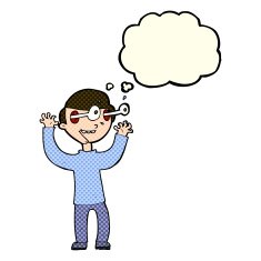 cartoon man with popping out eyes thought bubble N14