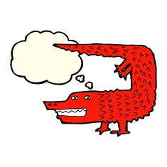 cartoon crocodile with thought bubble N20