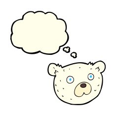 cartoon polar bear with thought bubble N32