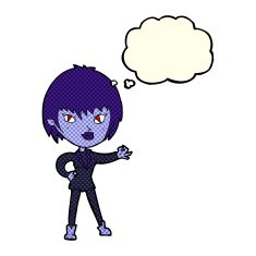 cartoon vampire girl with thought bubble N111