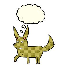 cartoon wild dog with thought bubble N4