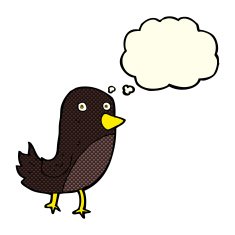 cartoon bird with thought bubble N127