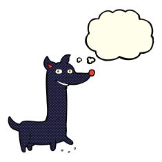 funny cartoon dog with thought bubble N11