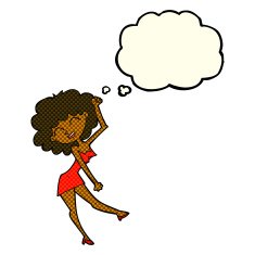 cartoon dancing woman with thought bubble N27