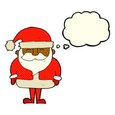 cartoon santa claus with thought bubble N92