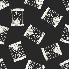 money hourglass doodle seamless pattern background N2