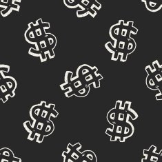 doodle dollar seamless pattern background