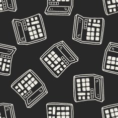 Doodle Calculator seamless pattern background N2