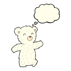 cartoon polar bear with thought bubble N34